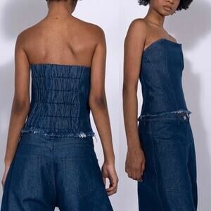 Marques'Almeida Asymmetric Denim Tube Top - 8UK/XS - NWT